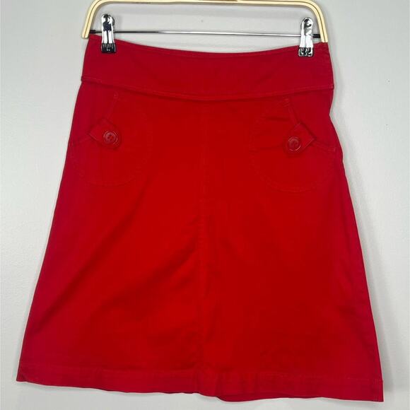 H&M A-Line Skirt Size 4 Red Front Pockets Twee - Picture 1 of 6